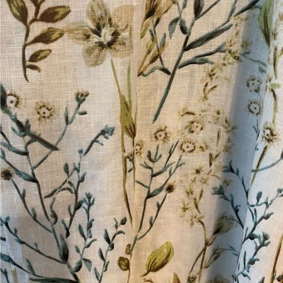 Cynthia Rowley Sz M Beige Sage Green Floral Linen Side Pocket Work Casual Dress - Picture 4 of 7